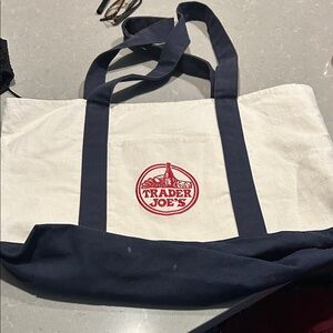 Joe's Jeans Navy and White Canvas Tote